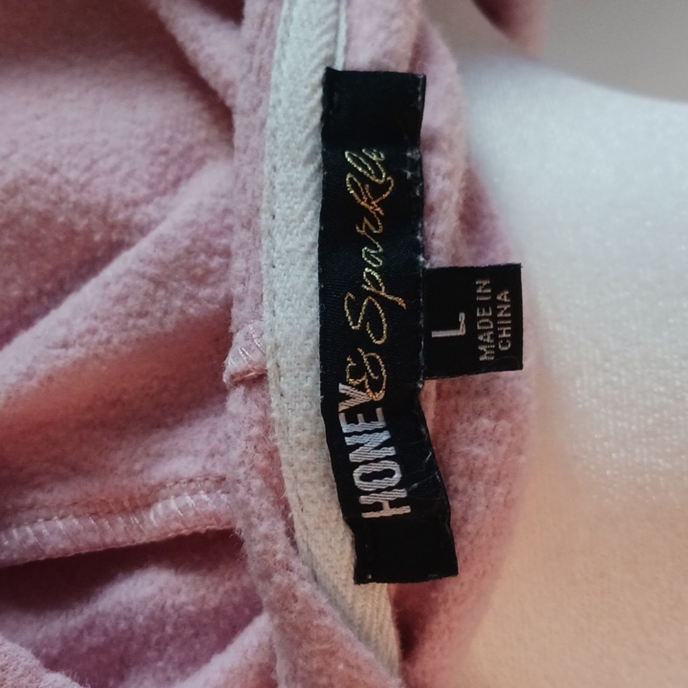 Blush Pink Cropped Hoodie Juniors L Loungewear Athletic Top - Picture 6 of 8